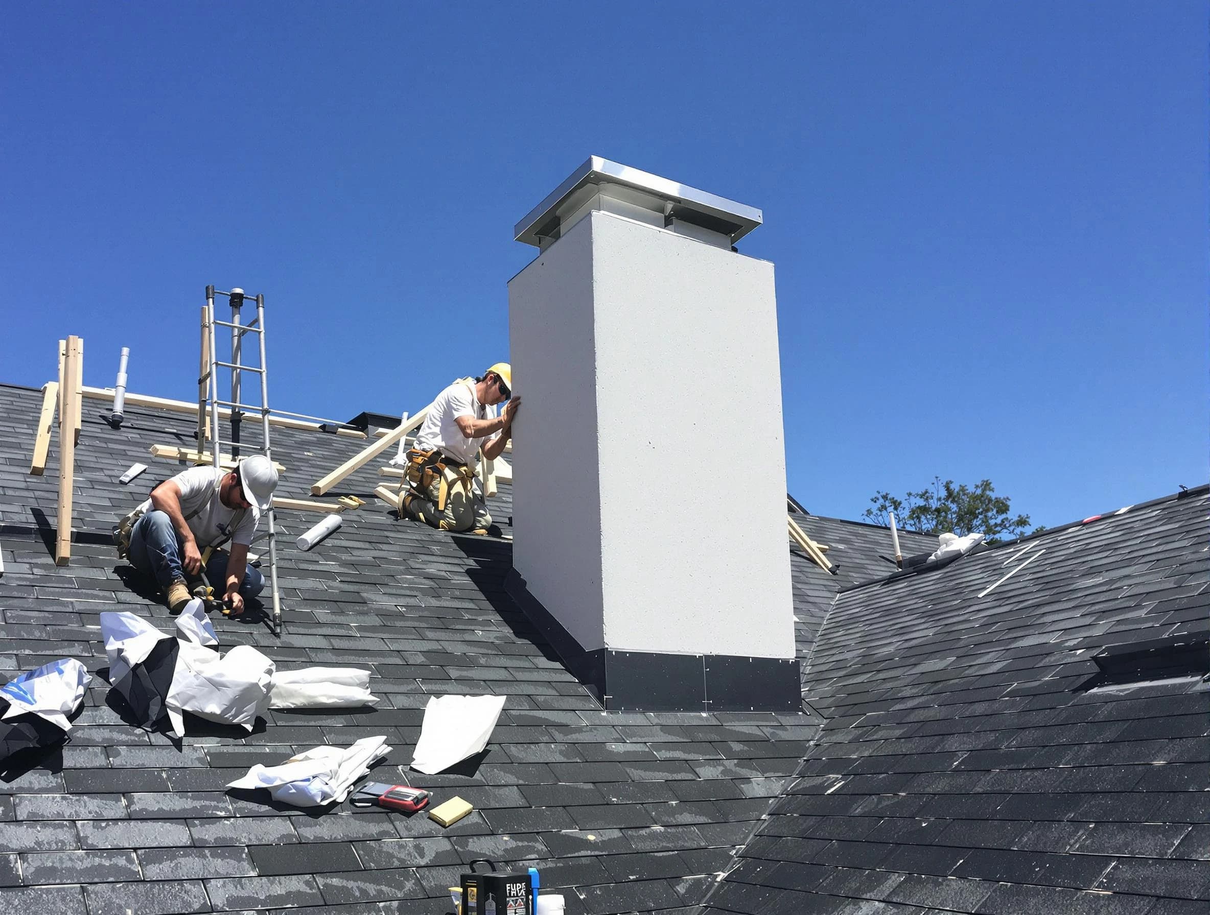 Millersville Chimney Sweep crew installing a new chimney in Millersville, TN