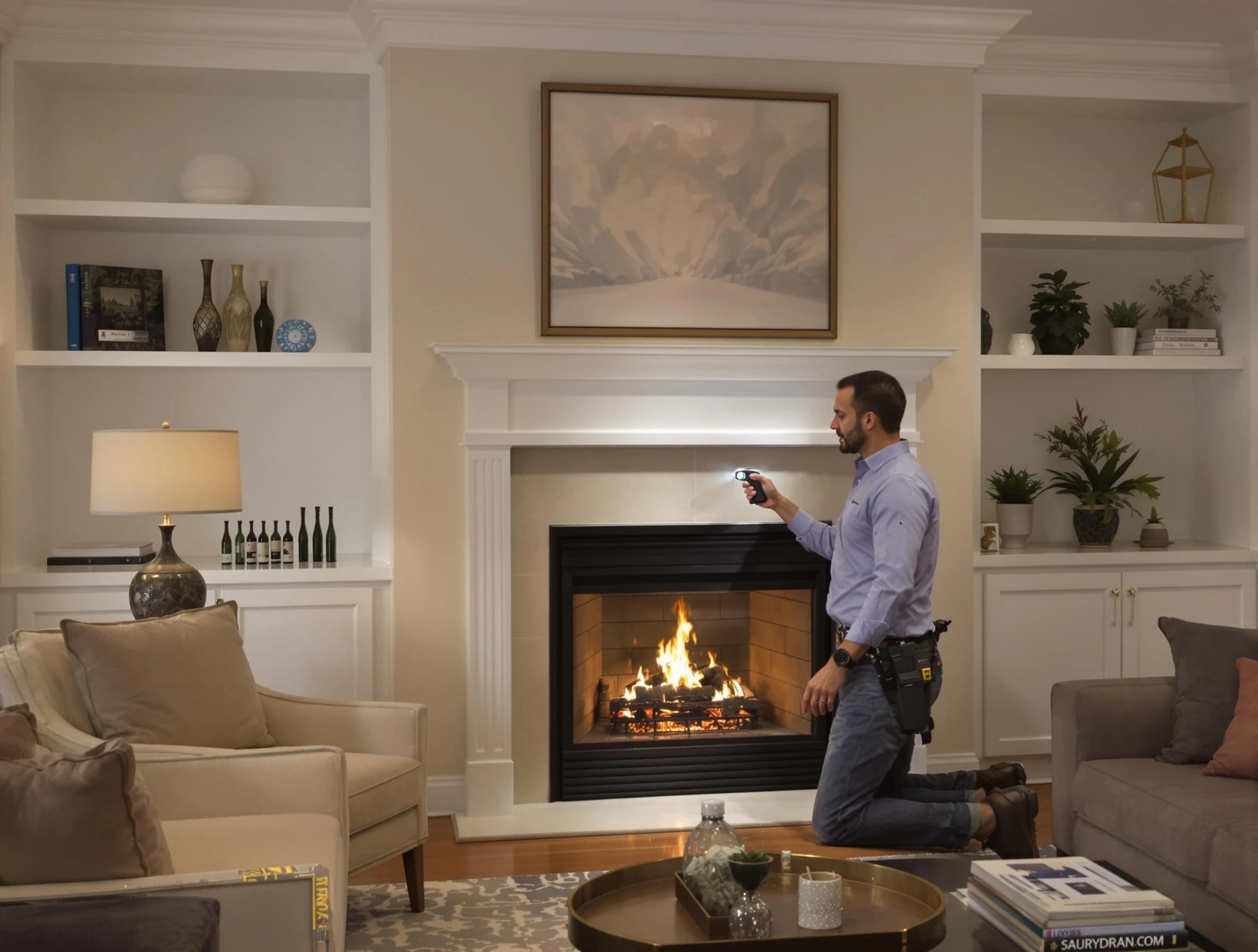 Millersville Chimney Sweep conducting a fireplace safety inspection in Millersville, TN