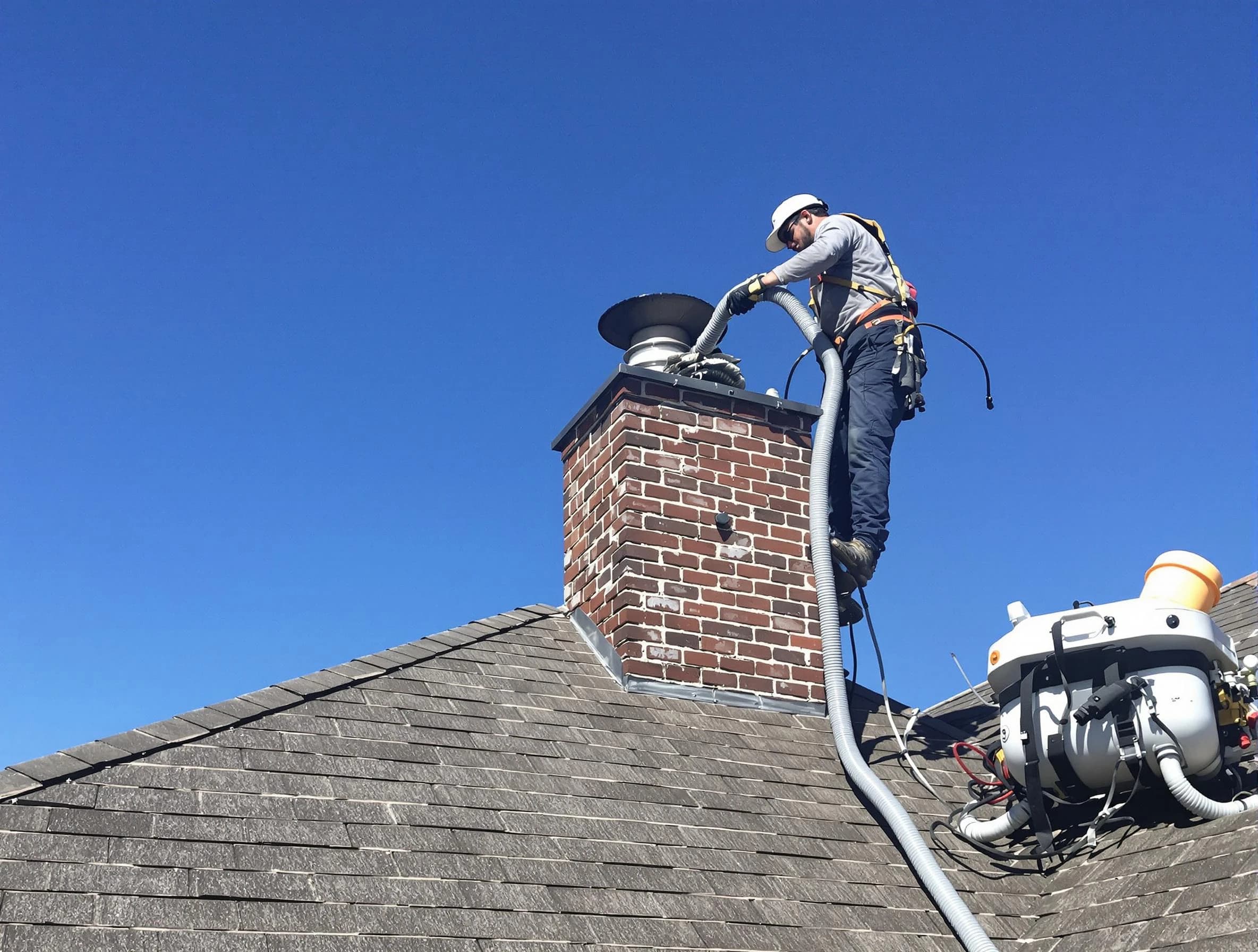 Dedicated Millersville Chimney Sweep team member cleaning a chimney in Millersville, TN
