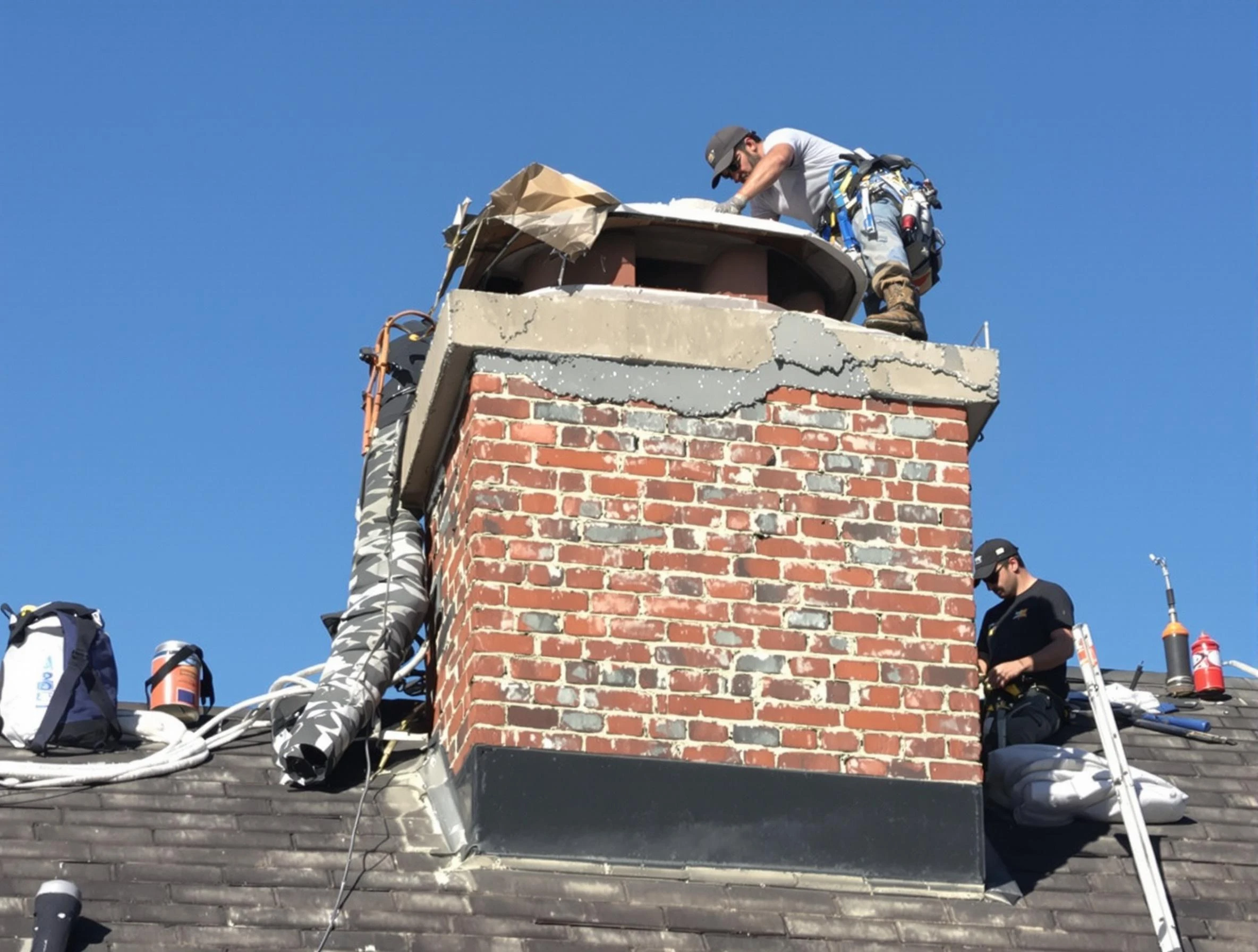 Millersville Chimney Sweep installing a custom chimney crown in Millersville, TN