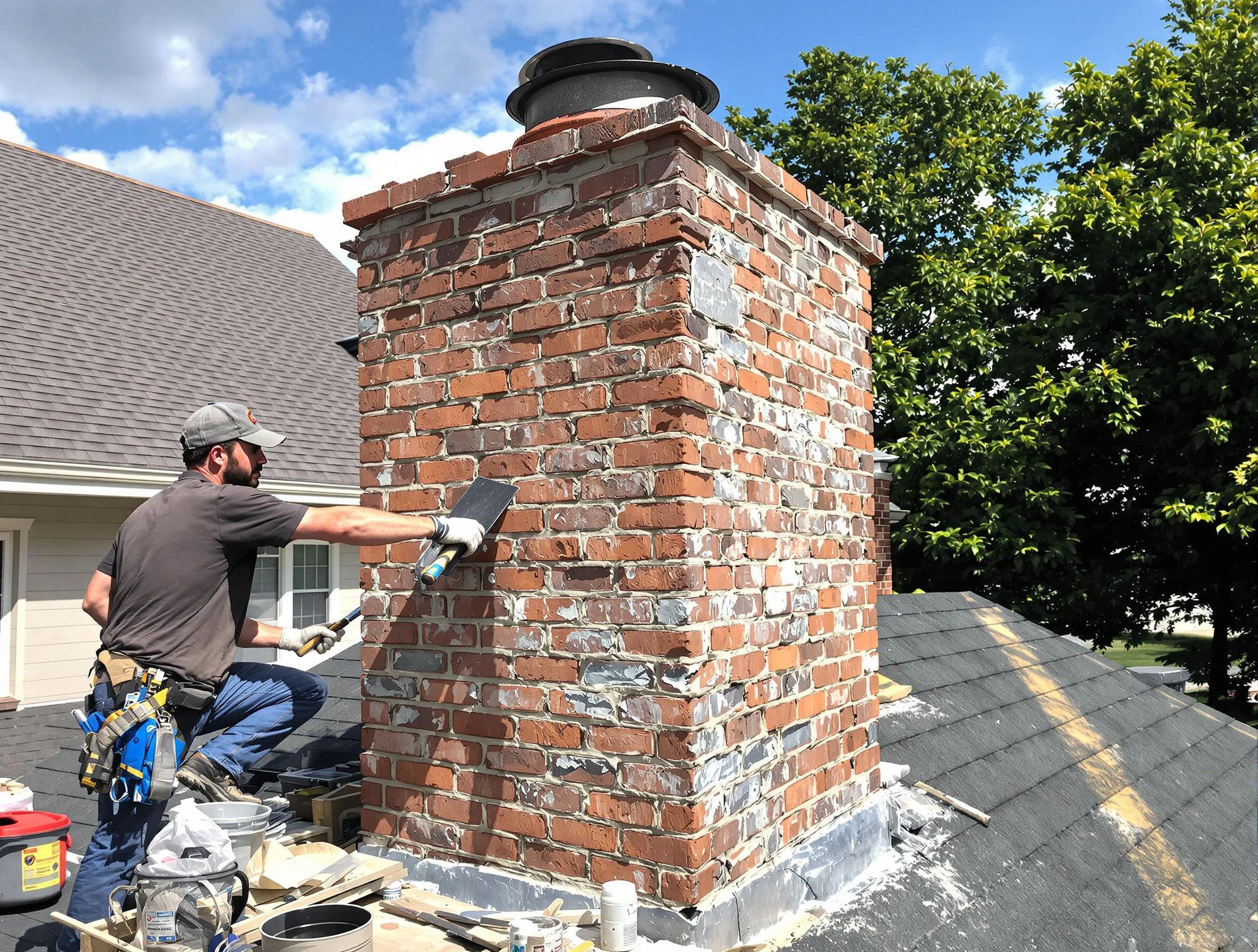 Completed chimney rebuild by Millersville Chimney Sweep in Millersville, TN