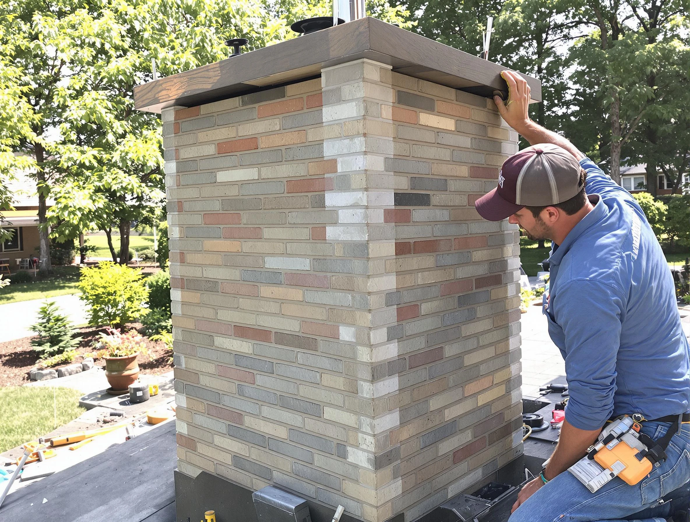 Millersville Chimney Sweep completing a modern chimney remodel in Millersville, TN